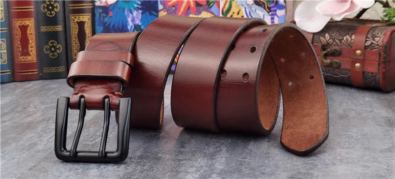 Herren Ledergürtel 2025 - Super Wide 4.2CM Luxury Thick Genuine Leather Double Buckle