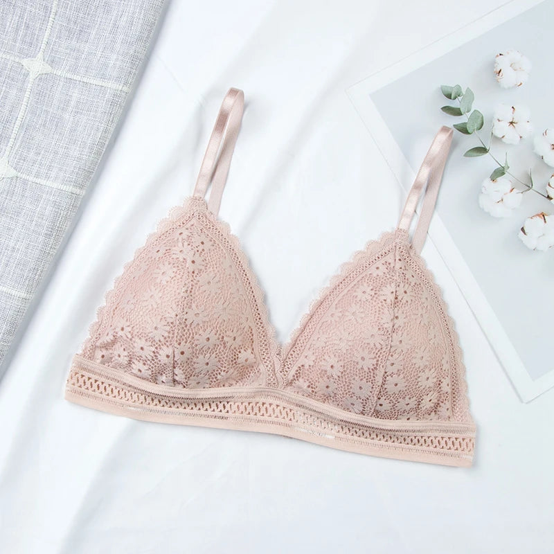MIMICOO Damen BH 2025 - Elegante Spitzen-Bralette Push-Up bügellos mit herausnehmbaren Pads