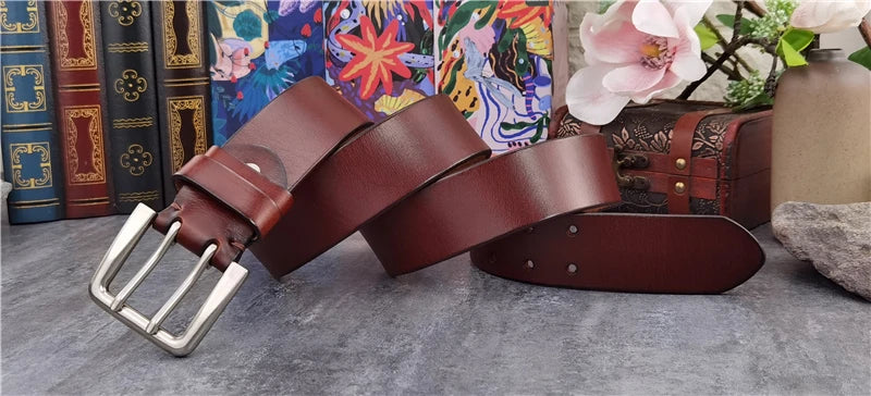 Herren Ledergürtel 2025 - Super Wide 4.2CM Luxury Thick Genuine Leather Double Buckle