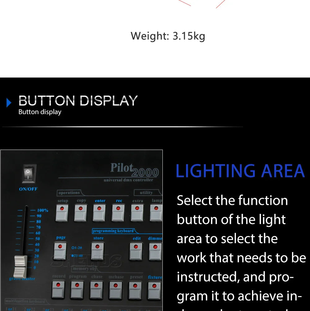 Controler DMX SHEHDS 1024/consolă 192 pentru iluminare Par, lumină cu cap mobil, standard internațional, DJ, discotecă, nunți, concerte