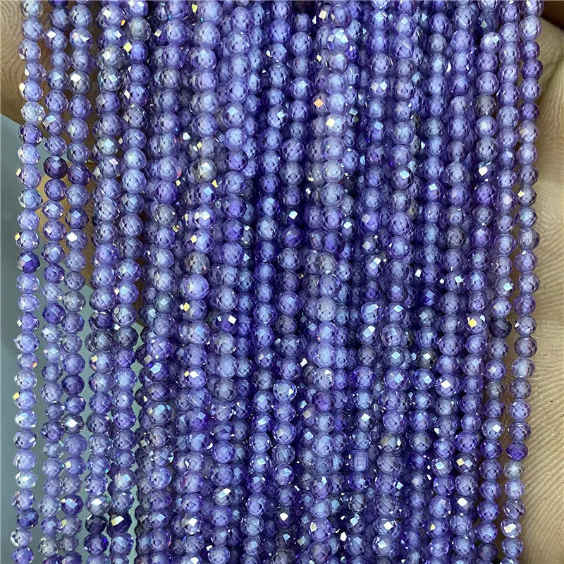 Mărgele de zirconiu Vinswet fațetate - 2-4 mm, 36-38 cm, 3-10 g