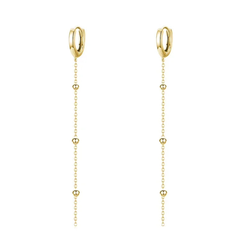 Modian Exquisite Mode Schwingende Lange Quasten Tropfen Ohrringe Echtes 925 Sterling Silber Charm Kette Hängende Ohrringe für Frauen Schmuck - Golden Bridge Store