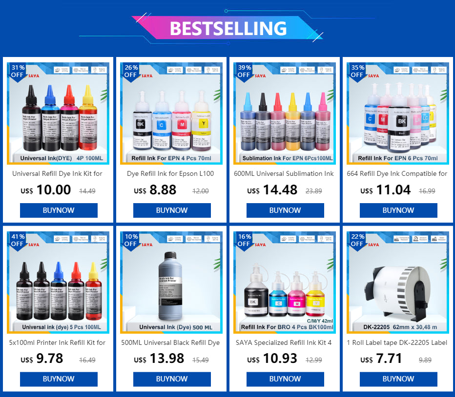 Aomya 5x100ml Tinte Universal Für Epson HP - BK CMY