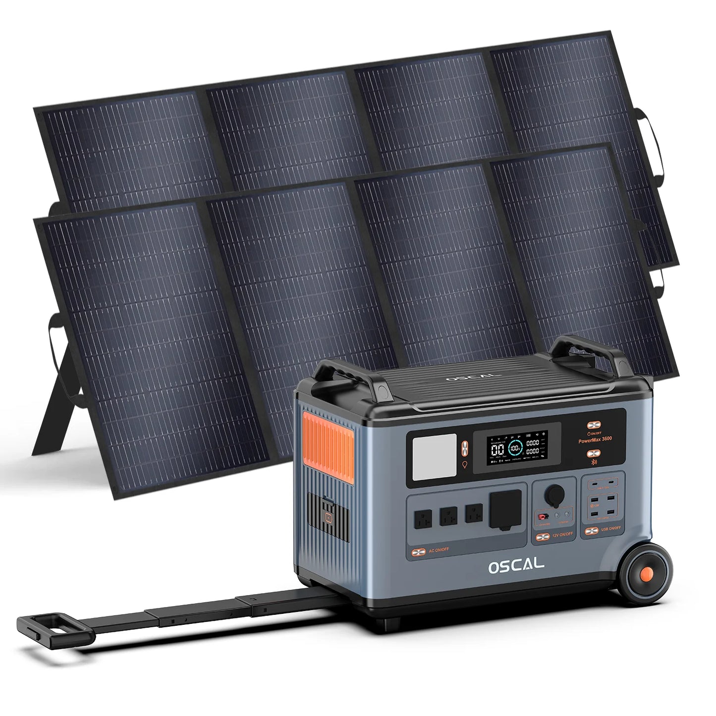 Solar-Powerstation 2025: OSCAL 3600W Power Station with 400W Solar Panel*2 3600Wh Solar Generator 4 AC Outlets (7200W Peak) Collection