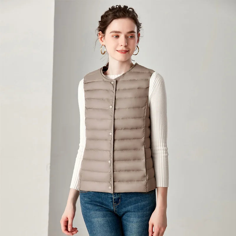 Aurora Stehkragen Daunenweste - Dünn Füllung 80% Größe 3XL