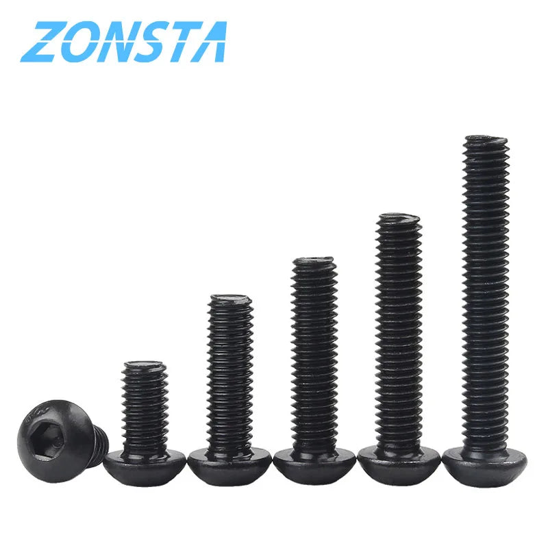 ISO7380 M2 M2.5 M3 M4 M5 M6 Round Black 10.9 Grade Hex Screws Hexagon Screw Cap Socket Button Head  Allen Furniture Bolt