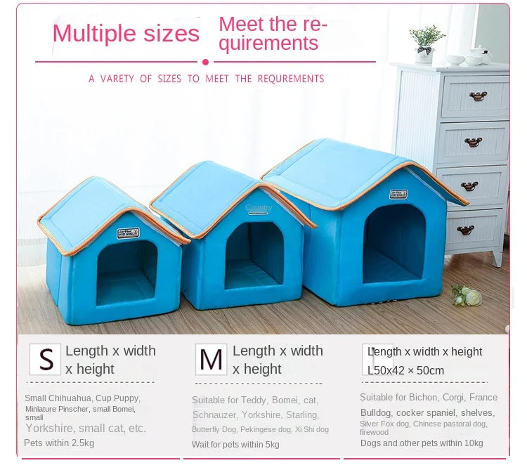Winter Pet House Foldable Bed With Mat Soft Leopard Dog Puppy Sofa Cushion House Kennel Nest Dog Cat Bed For Small Medium Dogs