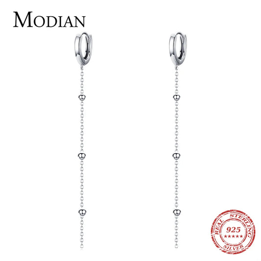 Modian Exquisite Mode Schwingende Lange Quasten Tropfen Ohrringe Echtes 925 Sterling Silber Charm Kette Hängende Ohrringe für Frauen Schmuck