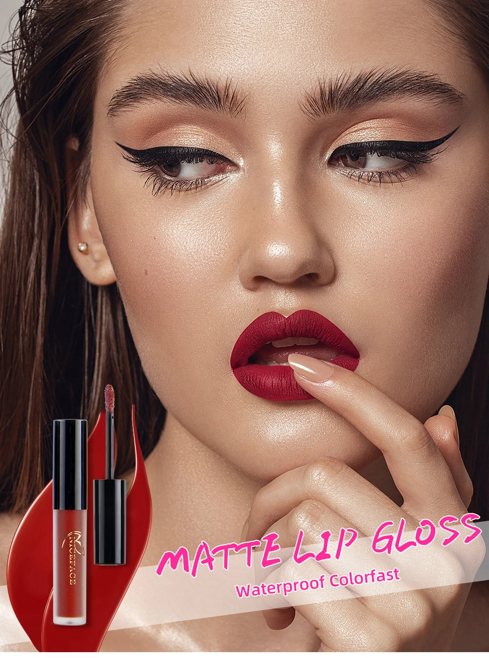 NICEFACE Matte Liquid Lipstick Waterproof Long Lasting Lip Gloss Tint elegant Red Nude Purple Metallic Lipsticks Makeup Cosmetics