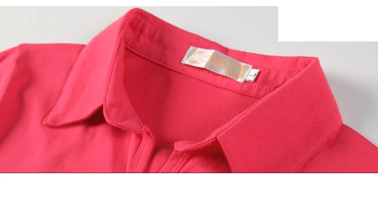 Solid T Shirt Female 2024 Turn-down Collar Womens Long Sleeve Tops Spring Full Slim Cotton TShirt Woman Clothes T-Shirt Femme