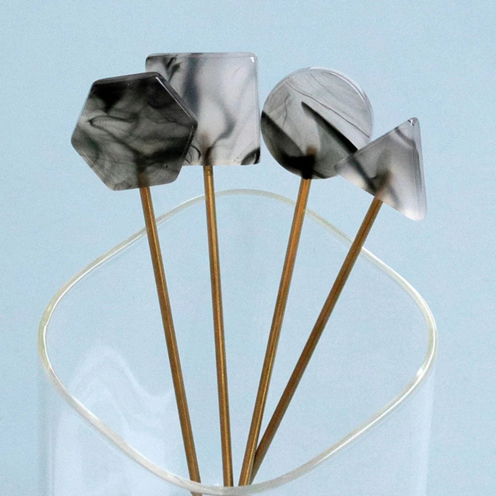 Besteck-Set 2025: 4pcs Gold-Plated Geometric-Shape - INS Coffee Collection