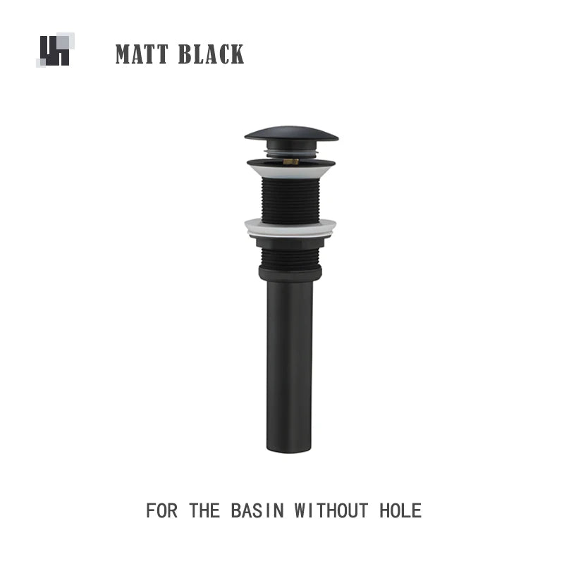 bonderis Pop Up Drain Matt Schwarz - Messing, ohne Überlauf