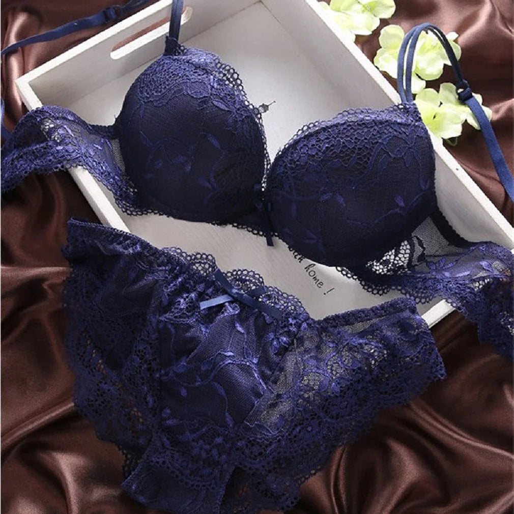 HIRIGIN Newest Womens Push Up Embroidery elegant Lace Floral Bra Sets Panties Underwear 5 Colors
