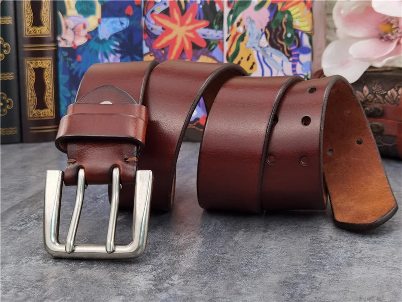 Herren Ledergürtel 2025 - Super Wide 4.2CM Luxury Thick Genuine Leather Double Buckle