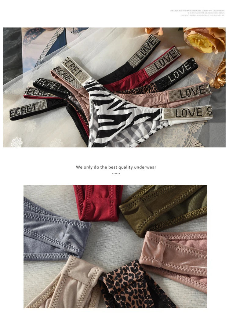 Damen-Unterwäsche 2025: TWTZQ Low Waist elegant Panties Women Thongs Rhinestones Letter - Diamonds G-string Sports Thong Shorts Briefs T-back Fitness S-XL Collection