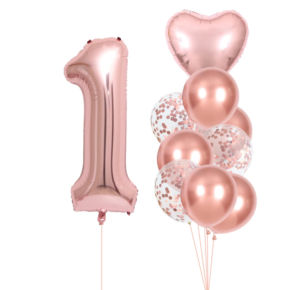 GIHOO 21118 Zahlenballons Roségold - 10 Stück 40 cm Latex