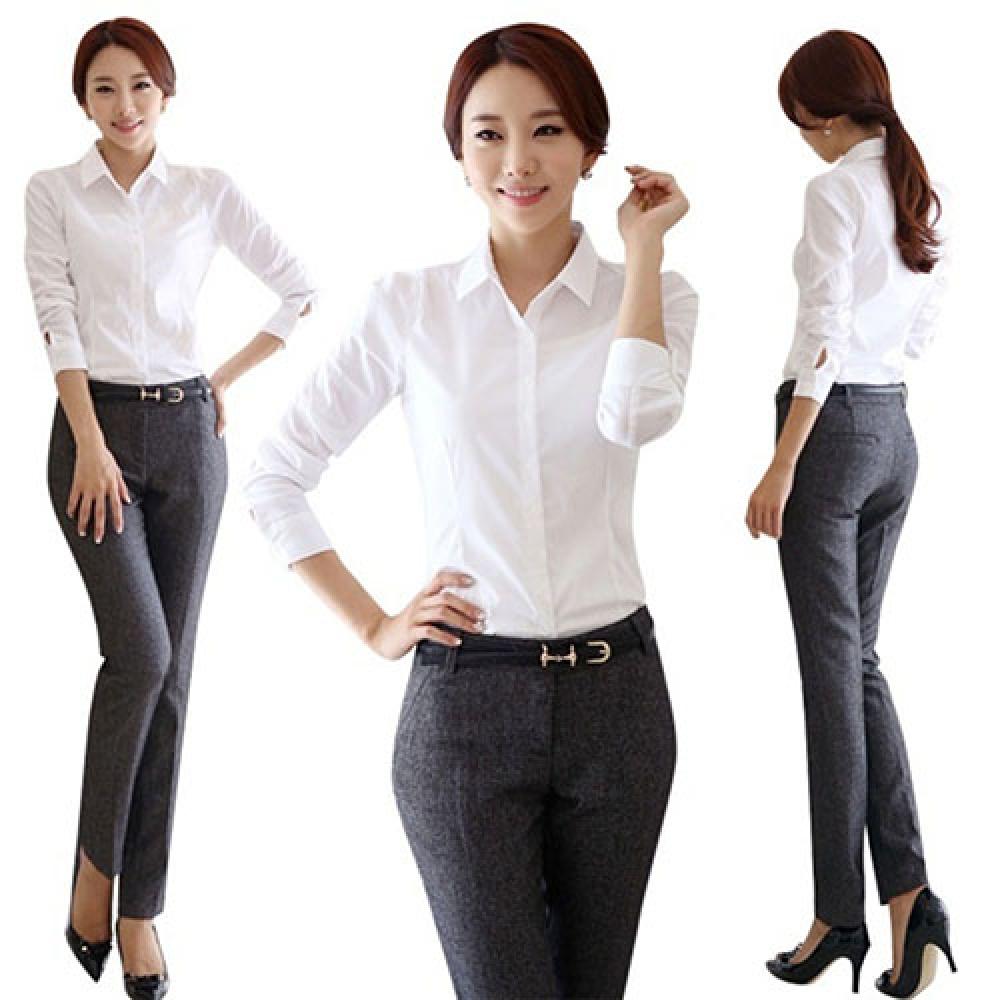Women shirts Fashion Office Lady OL Shirt Working Business Nursing Career Top White Solid Blouse shirt camisas mujer Business