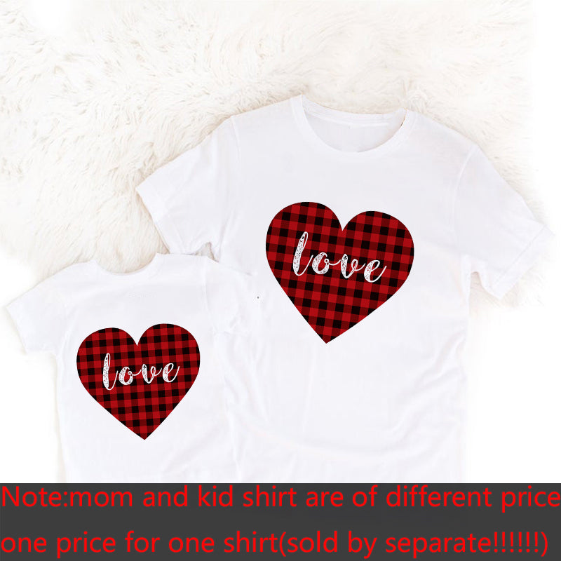 Valentine's Day Shirts Pink Heart Mommy and Me Matching T-Shirt Family Look Mother and Daughter Shirts Valentines Day Outfits