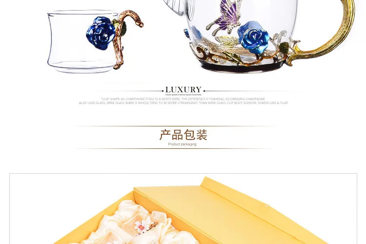 Hand-painted Kung Fu teapot, heat-resistant glass single pot enamel color bubble teapot, high-grade scented tea kettle