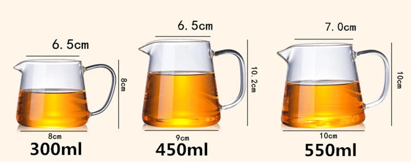 Heat-resisting clear glass tea pot fair cup cha hai,handmade kung fu tea cups teaset gongdao Points of tea ware with handle