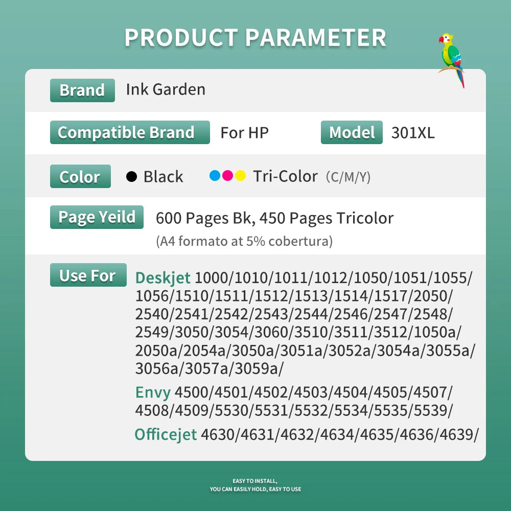 Ink Garden 301XL Ersatzpatrone - Schwarz Und Farbe Kompatibel