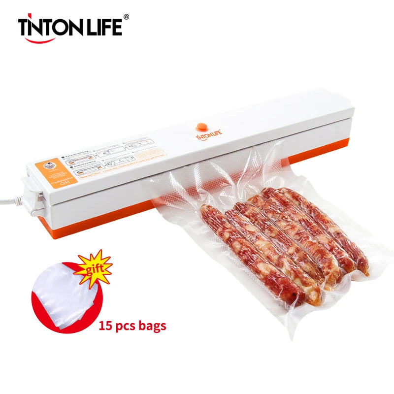 Vacuum Sealer Packaging Machine 220V/110V Household Food Vacuum Sealer Film Sealer Vacuum Packer Including 15Pcs Bags
