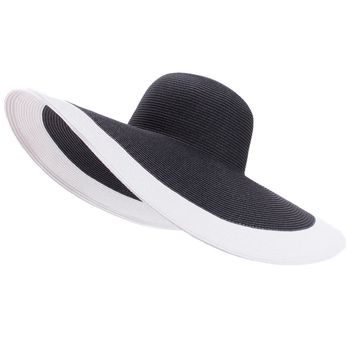 Lawliet 7.1''/18cm Faltbar Übergroß Riesig Breite Krempe Sonne Strand Stroh Hüte Hochzeit Damen Floppy Party Elegant A330