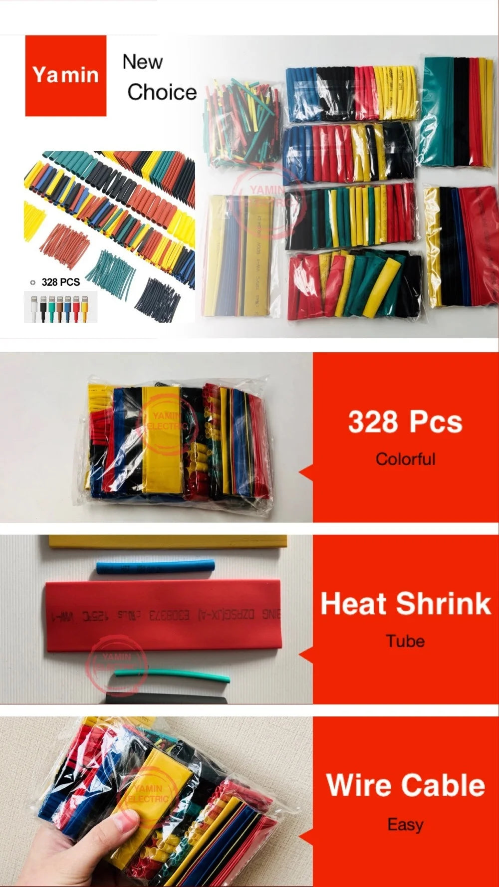 328Pcs Sleeving Wrap Wire Car Electrical Cable Tube kits