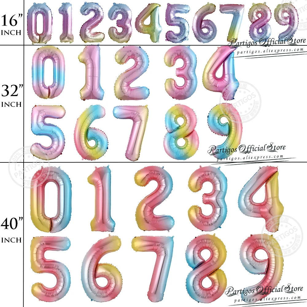 PartyPro Roségold Zahlenballons - Set 10 Stück 16 30 40Zoll