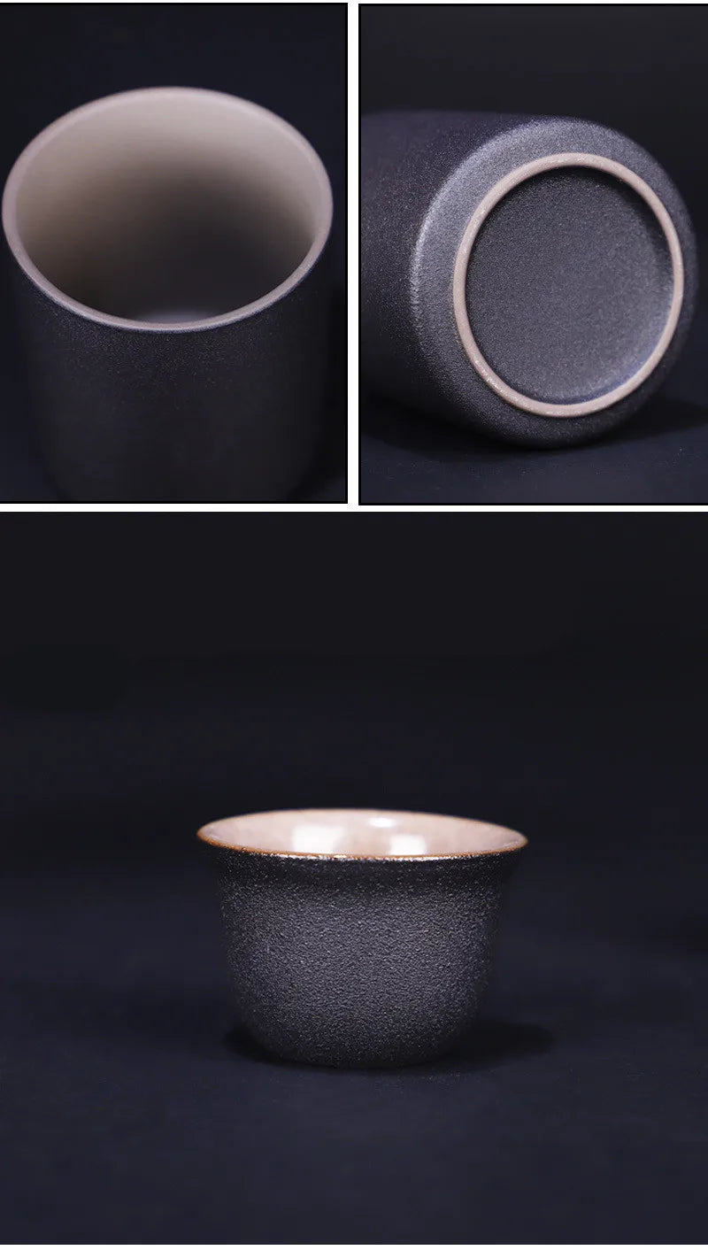 Ceramic Black Pottery Wine Set Small Wine Cup Wine Divider Glass Japanese Sake Set