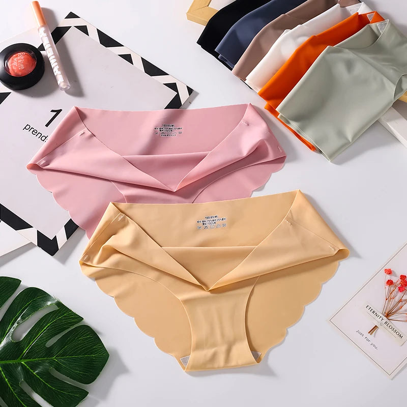 Damen Unterwäsche Set 2025 - 7PCS/Set Seamless Silk Briefs elegant Panties Comfortable
