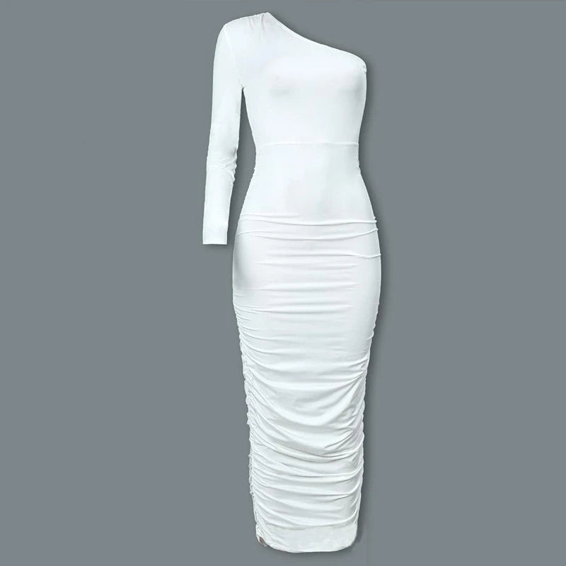 Luna Serie Elegantes Kleid Off Shoulder - Rot Langarm