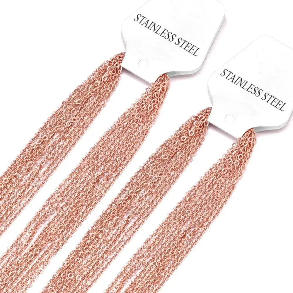 Edelstahl Halsketten 2025 - LUXUSTEEL 10Pcs/Lot 2mm/1mm O-Form Rolo-Link Cuban DIY Jewelry - Golden Bridge Store