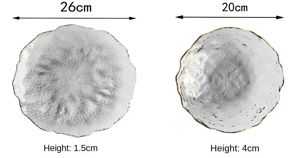 Glass Plate Irregular Dinner Plates Gold Glass Dishes Creative Salad Bowl Transparent Plate Glass Bowl and Dish Set Dessertplate