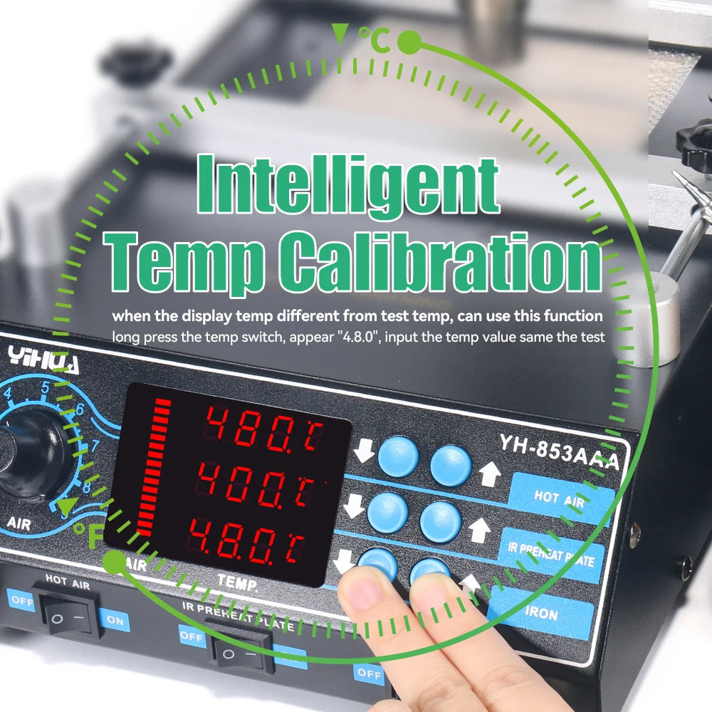 YIHUA 853AAA 1200W Preheating Station PCB Preheater Soldering Station BGA Rework Station Soldering Iron Heat Gun Welding Station