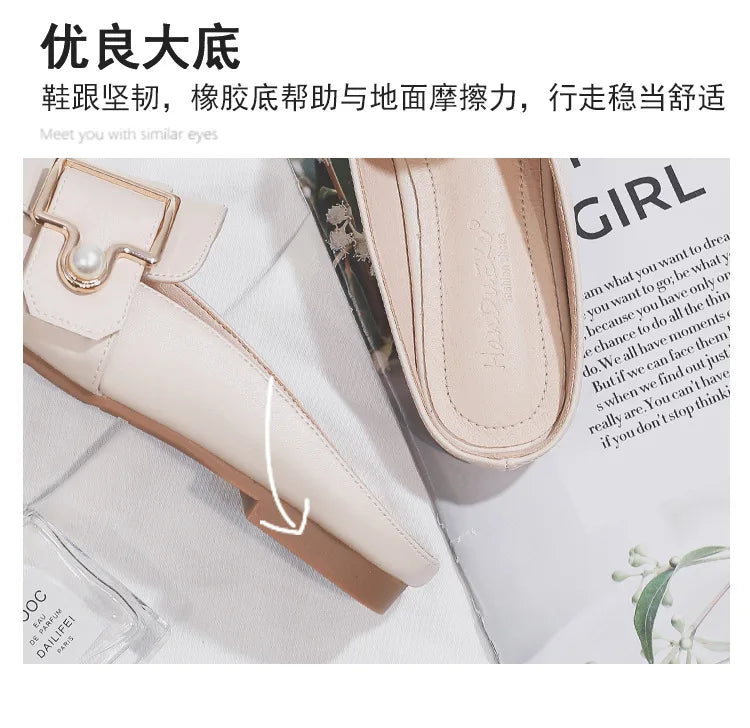 Damen Slipper 2025 - Mode Leder Loafer Ohne Absatz - Slip-On Sommer Outdoor Leichte Walking Schuhe