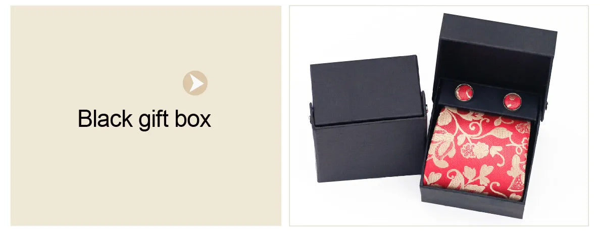 Set de cravate bărbătești din mătase Hi-Tie, model floral, cravate și batiste aurii galbene, set de butoni, costum de nuntă pentru bărbați, cravată la modă C-3053