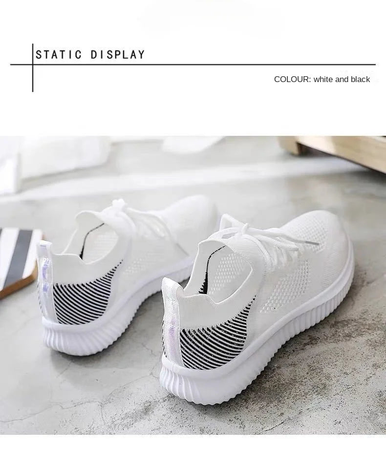 Women's Shoes 2021 Spring White New Breathable Sports Mesh Versatile Summer Hollow Walking Flying Woven No-slip Ladies Sneakers