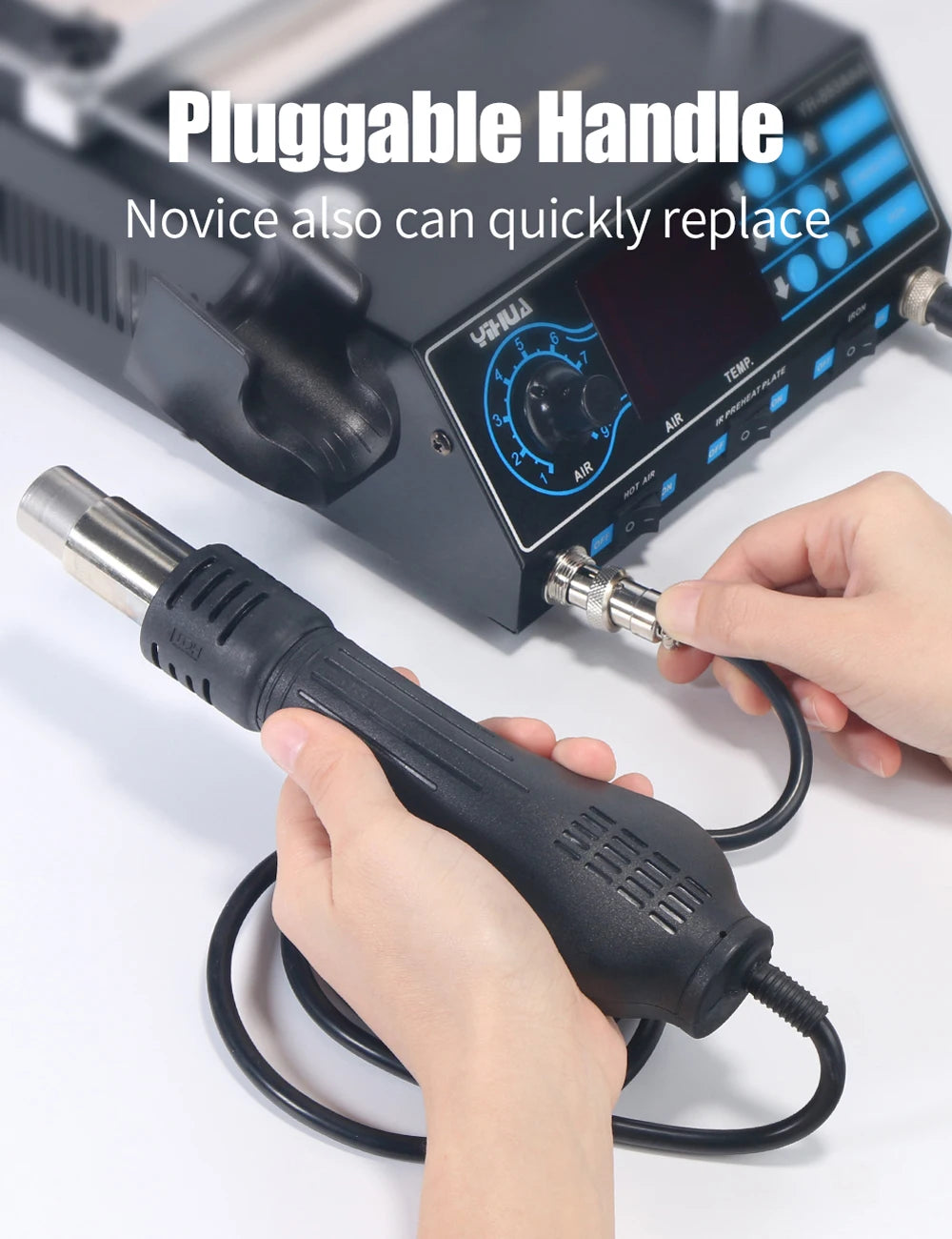 YIHUA 853AAA 1200W Preheating Station PCB Preheater Soldering Station BGA Rework Station Soldering Iron Heat Gun Welding Station