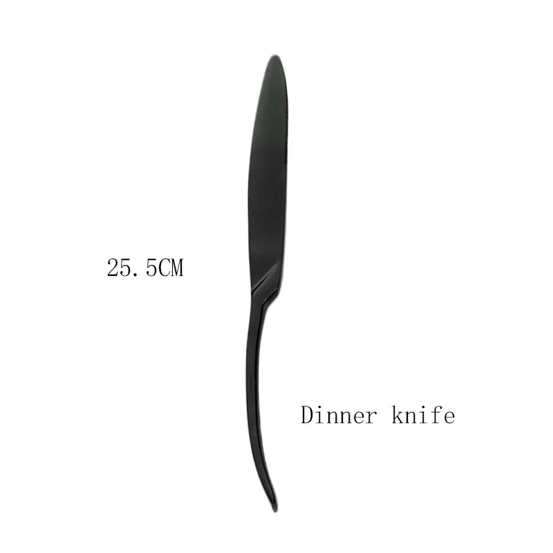 Tafelgeschirr Set Edelstahl 2025 - Küche Besteck Set Schwarz Steak Messer - Dessert Löffel Besteck Gabel Tafelgeschirr Zubehör
