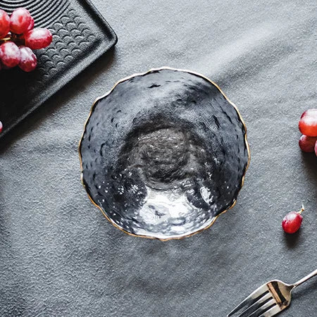 Glass Plate Irregular Dinner Plates Gold Glass Dishes Creative Salad Bowl Transparent Plate Glass Bowl and Dish Set Dessertplate