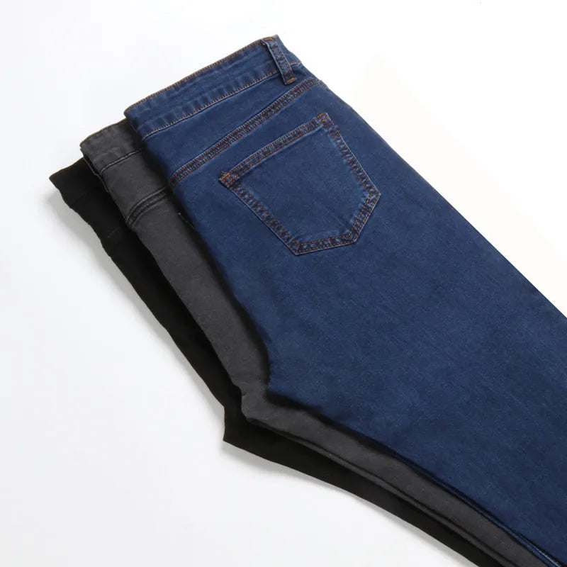 Jeans for Women mom Jeans blue gray black Woman High Elastic 36 38 40 Stretch Jeans female washed denim skinny pencil pants
