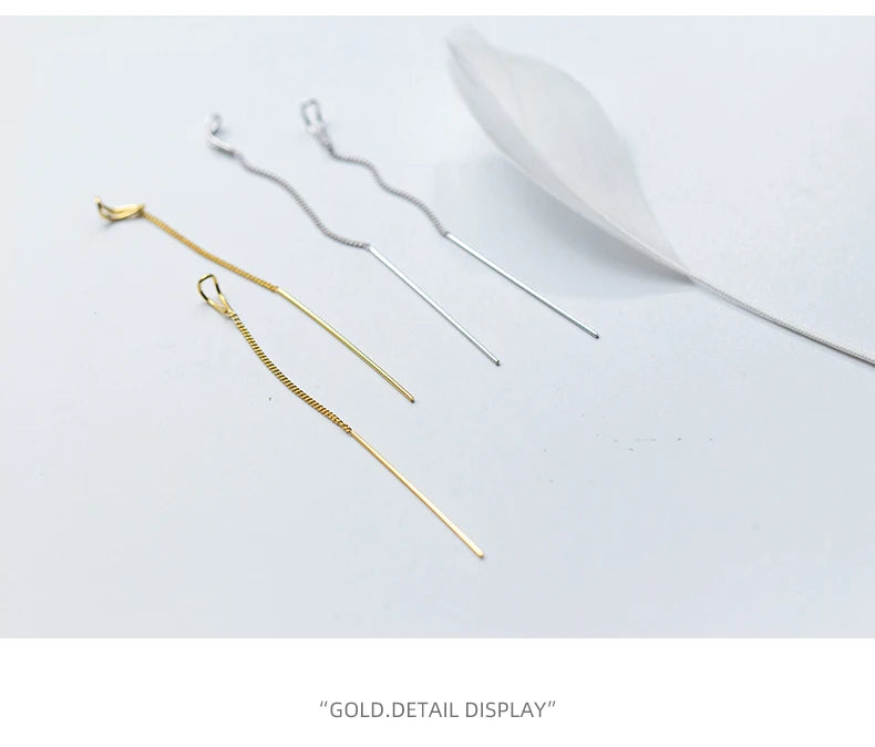 Cercei lungi cu pandantiv, minimalisti moderni, cu farmec simplu, pentru femei și fete, din argint 925