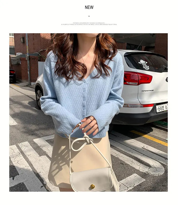 Cardigan CN Shandong pentru femei, scurt, tricotat, croială slim fit - Mărime normală, Material poliester spandex, croială normală