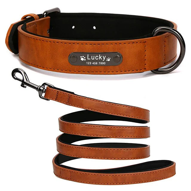 Anpassen Luxus Große Kleine Big Hund Halsband Leder Personalisiert, Breit Leder Personalisiert Halsband für Hunde Name Graviert