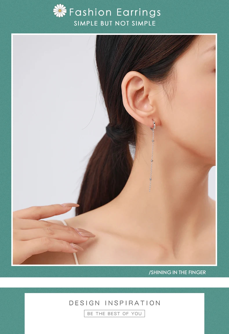 Cercei cu ciucuri lungi Modian, rafinați, din argint 925, cu pandantive, agățat, pentru femei, bijuterii