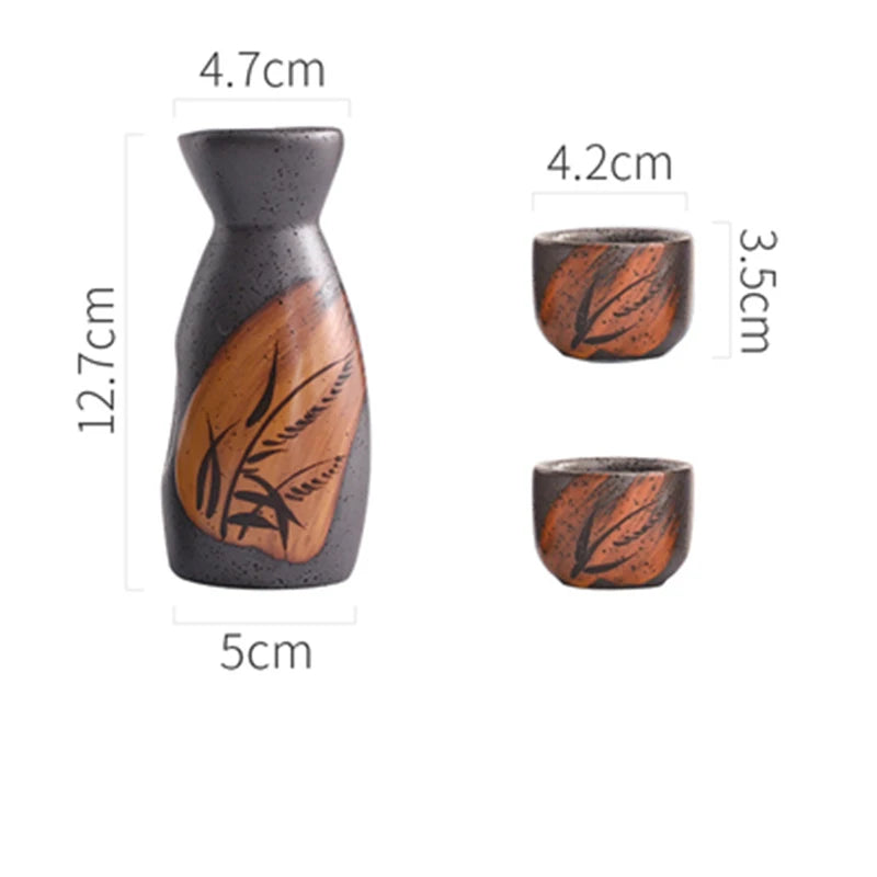 HKIT3327 Sake Set Retro Keramik - 360ml Gesamt 30ml Becher