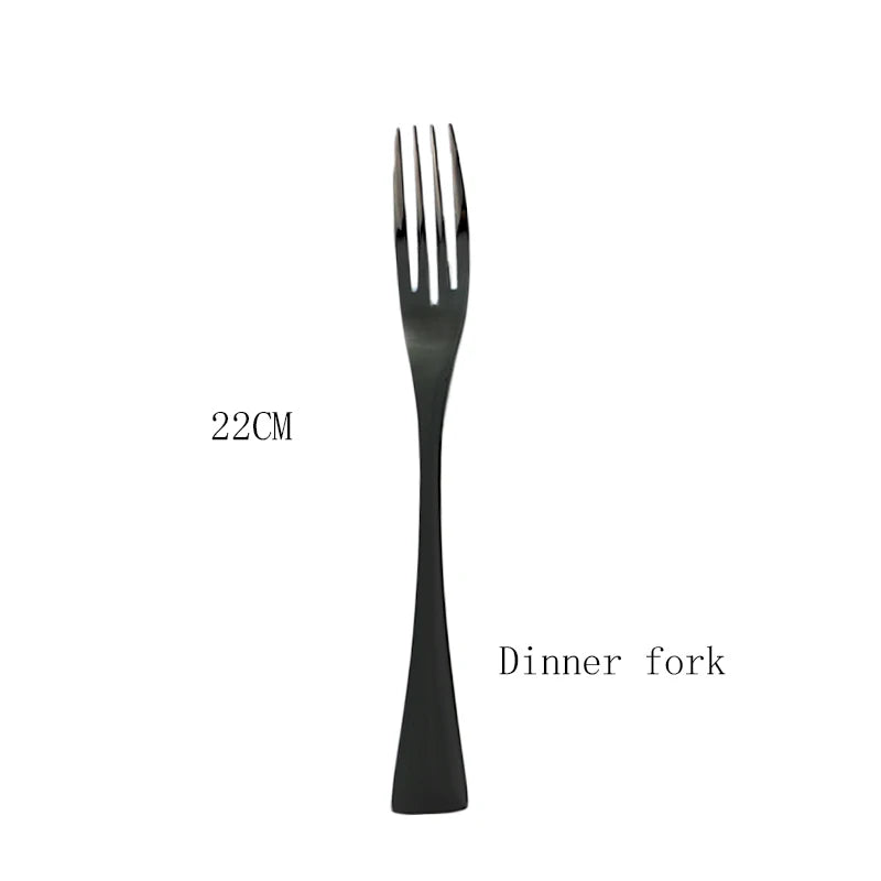 Tafelgeschirr Set Edelstahl 2025 - Küche Besteck Set Schwarz Steak Messer - Dessert Löffel Besteck Gabel Tafelgeschirr Zubehör