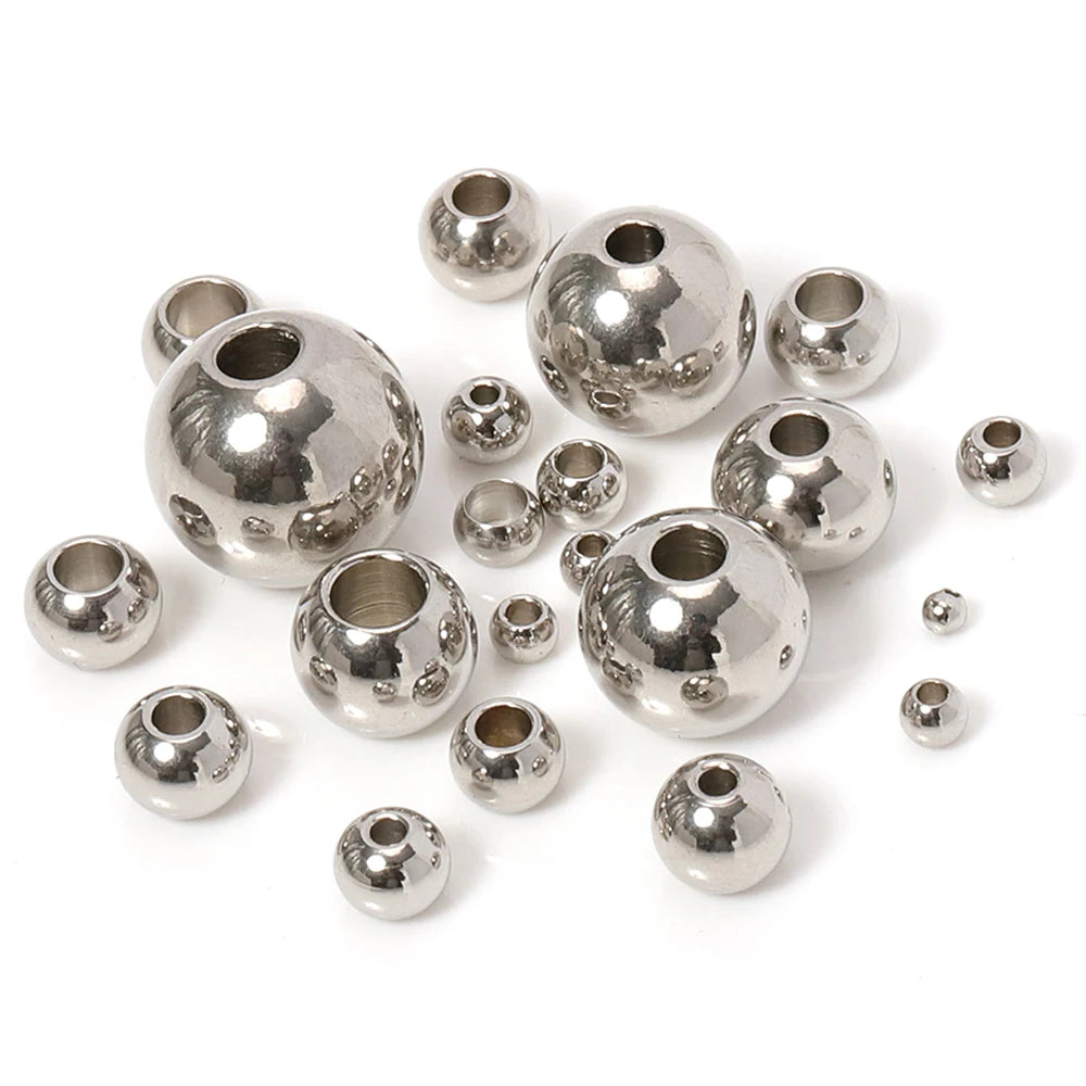 PerlenPro 3-10mm Edelstahlperlen - 100 Stk Loch1,2-5mm