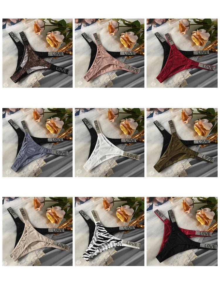 ZQTWT Damen-Unterwäsche 2025 - Elegante Sport-Strings mit Strass & Buchstaben tief sitzend S-XL